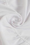 Robes de princesse blanches décontractées à col rabattu en patchwork solide et doux