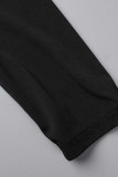 Schwarze, sexy, feste Patchwork-Bleistiftrock-Kleider mit U-Ausschnitt
