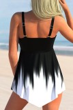 Svarta sexiga rygglösa badkläder med tryck (med vadderingar)