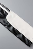 Schwarze lässige Patchwork-Reißverschluss-Oberbekleidung