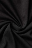 Zwarte casual effen patchwork spleet halve coltrui magere jumpsuits