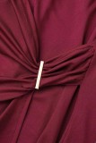 Vestido roxo casual sólido patchwork manga curta com decote em V vestidos tamanho grande