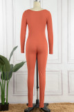 Orange Casual Solid Basic O-hals Skinny Jumpsuits