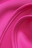 Rosafarbene, lässige, einfarbige Basic-Kleider mit O-Ausschnitt und A-Linie