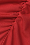 Красные повседневные однотонные базовые брюки больших размеров из двух частей