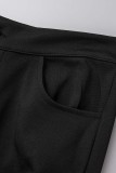 Черные повседневные однотонные однотонные брюки-карандаш с высокой талией в стиле пэчворк