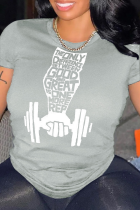 Серые футболки с круглым вырезом и буквенным принтом в стиле пэчворк с винтажным принтом