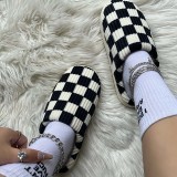 Noir Blanc Casual Living Patchwork Round Keep Warm Chaussures