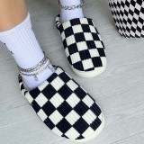 Black White Casual Living Patchwork Round Keep Warm Shoes