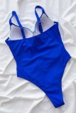 Costumi da bagno a contrasto senza schienale in patchwork tinta unita sexy blu reale (con imbottiture)