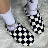 Black White Casual Living Patchwork Round Keep Warm Shoes
