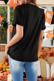 Tangerine Red Casual Letter Print Basic O Neck T-Shirts