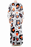Leopardenmuster Casual Print Patchwork O-Ausschnitt bedrucktes Kleid Kleider in Übergröße