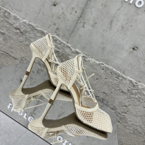 Chaussures en cuir de porte fermées en maille patchwork sexy blanches