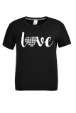 Svarta Casual Street Print Patchwork T-shirts med bokstaven O-hals