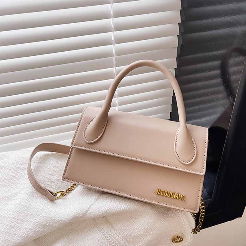 

Khaki Simplicity Solid Chains Letter Bags