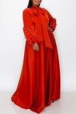 カーキ カジュアル エレガント ソリッド パッチワーク ビーズ リボン カラー イブニング ドレス プラス サイズのドレス