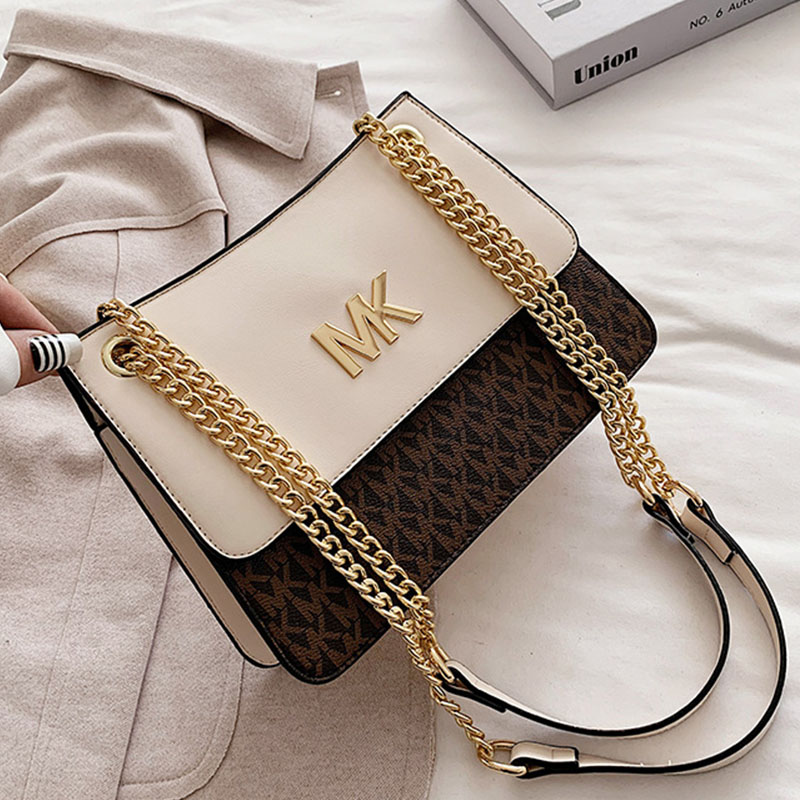 

White Fashion Simplicity Letter Patchwork Bags