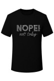 Zwart Casual Effen Patchwork Hot Drill O Neck T-shirts