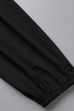 Черный сексуальный бинт с принтом в стиле пэчворк с V-образным вырезом и длинным рукавом из двух частей