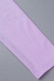 Púrpura Elegante Sólido Patchwork Volante Pliegue Asimétrico O Cuello Lápiz Falda Tallas Grandes Vestidos
