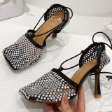 Green Fashion Casual Sequins Patchwork Rhinestone Square Out Door Shoes