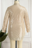 インクグリーンセクシーカジュアルソリッドスパンコールシャツカラーシャツドレスドレス