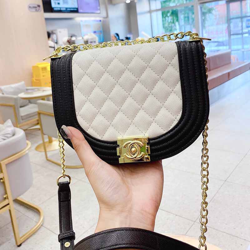 

White Casual Simplicity Plaid Chains Bags