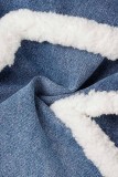 Vaqueros de mezclilla regulares de cintura media de patchwork sólido informal azul profundo
