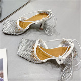 Yellow Fashion Casual Sequins Patchwork Rhinestone Square Out Door Shoes