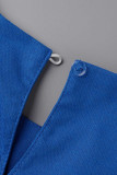 Blu casual patchwork solido O collo senza maniche due pezzi
