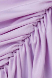 Фиолетовая элегантная однотонная лоскутная оборка с асимметричной юбкой-карандаш с круглым вырезом Платья больших размеров