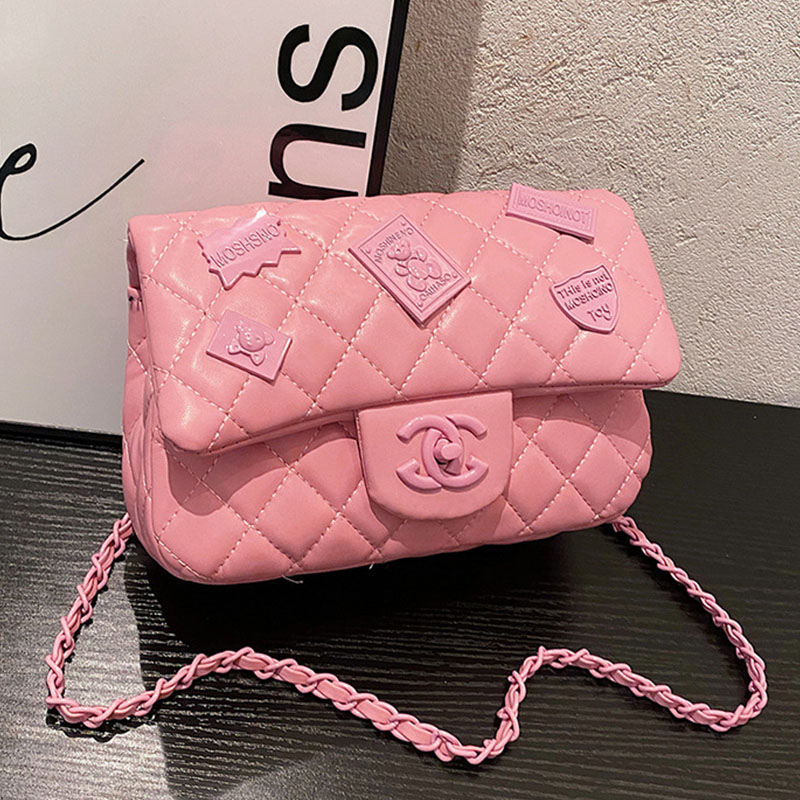 

Pink Fashion Simplicity Solid Patchwork Bags