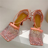 Sapatos casuais rosa fashion com lantejoulas patchwork strass quadrado para fora