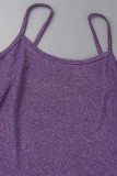 Purple Sexy Casual Solid Basic O Neck Long Sleeve Two Pieces