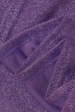 Púrpura Sexy Casual Sólido Básico O Cuello Manga Larga Dos Piezas