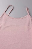 Pink Sexy Casual Solid Basic O Neck Long Sleeve Two Pieces