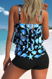 Lake Blue Casual print backless swimwears (met vulling)