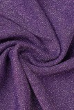 Púrpura Sexy Casual Sólido Básico O Cuello Manga Larga Dos Piezas