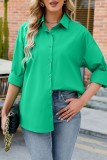 Tops à col de chemise basiques décontractés verts