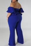 Inktgroen Sexy Casual Solid Backless Off-shoulder Jumpsuits in grote maten