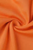 Pantaloni dritti a vita media con lettera patchwork stampa sexy arancione