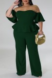 Svart Sexig Casual Solid Backless Off the Shoulder Plus Size Jumpsuits