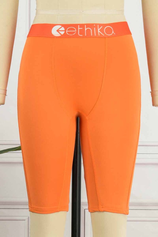Pantaloni dritti a vita media con lettera patchwork stampa sexy arancione