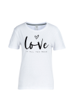 Witte straat T-shirts met patchwork-letter O-hals met dagelijkse print