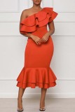 Rotes reizvolles formales festes Patchwork-rückenfreies schräger Kragen-Abend-Kleid-Kleider
