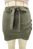 Army Green Casual Solid Patchwork mit Schleife Plus Size Rock