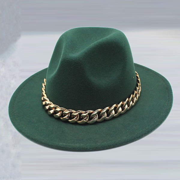 Sombrero de cadenas de retazos de celebridades de la calle verde tinta