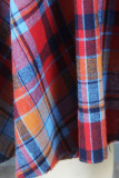 Giallo casual stampa scozzese patchwork a vita alta tipo A pantaloni con stampa completa