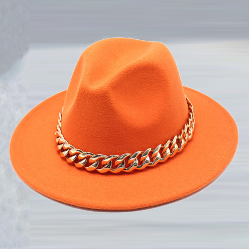 Tangerine Red Street Celebrities Patchwork Chains Hat